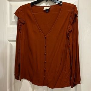 Burnt orange button up blouse size medium